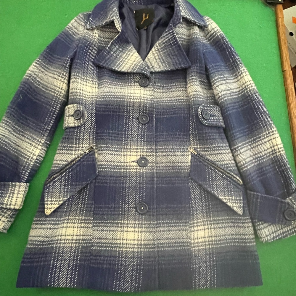 Timeless Blue and White Pea Coat with Classic Design